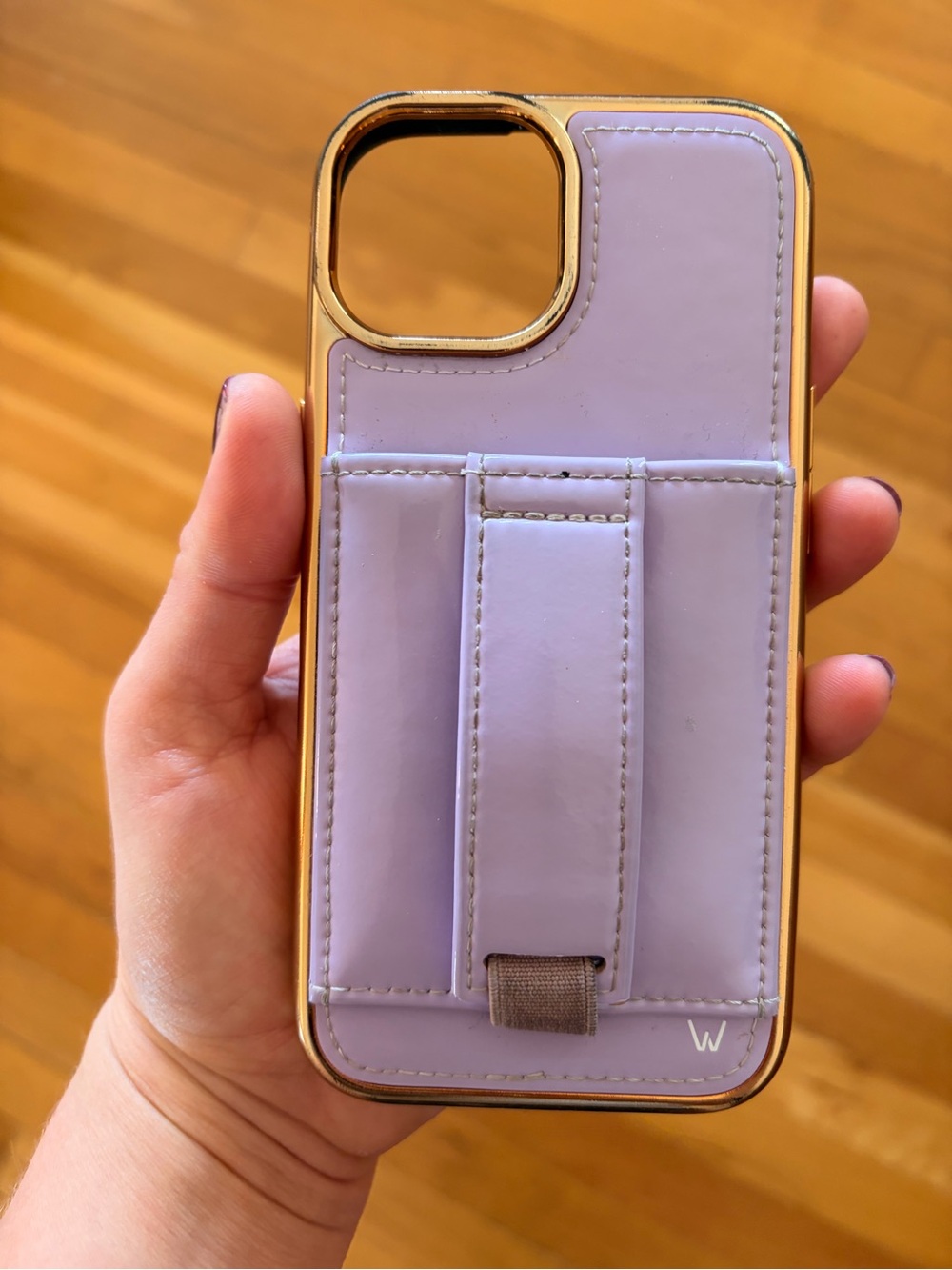Lilac Walli Phone Case with Card Holder and Kickstand - for standard iPhone 15